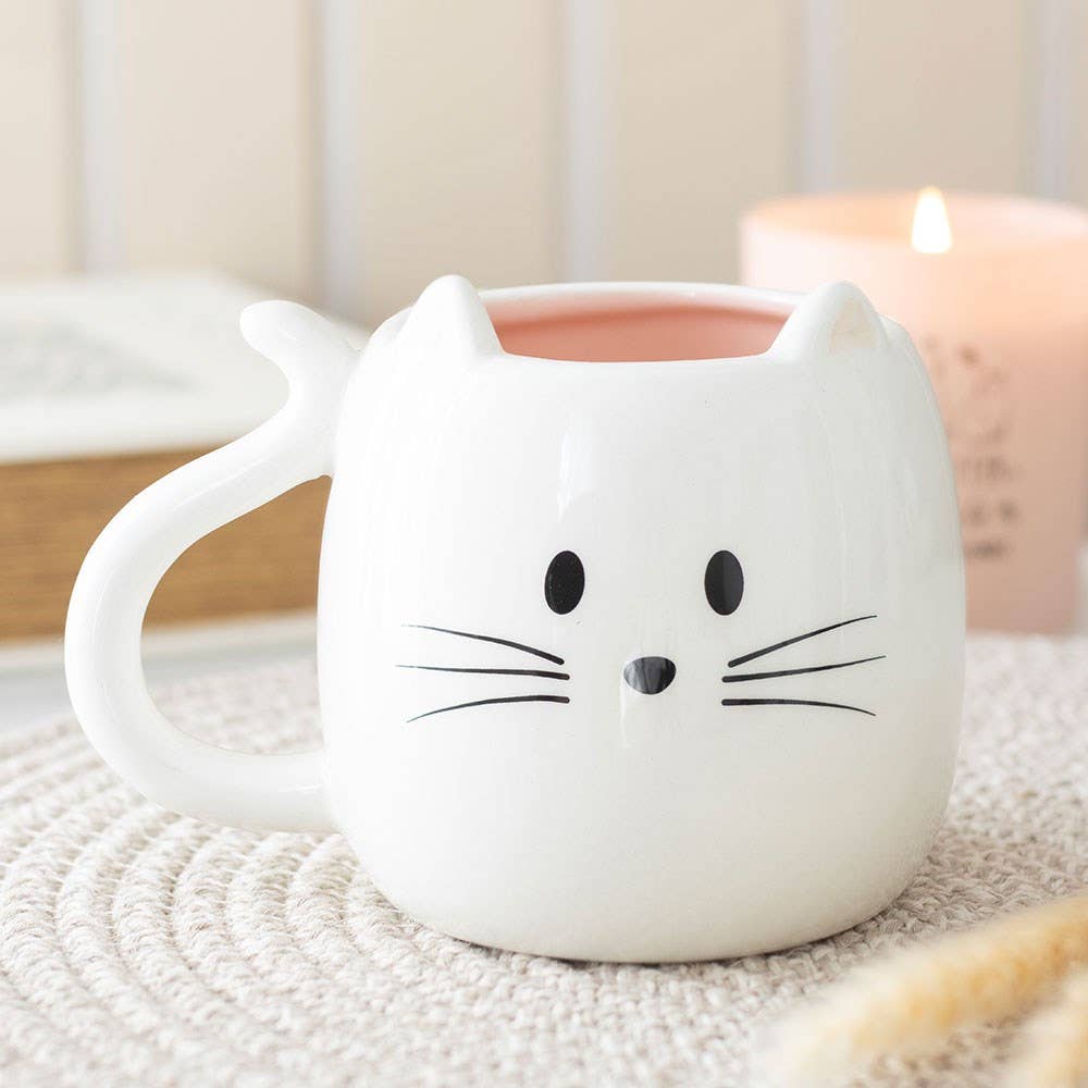 Caneca em Forma de Gato Branco