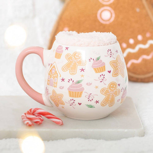 Conjunto de caneca e meias de Natal com estampa Sugarplum Bakery