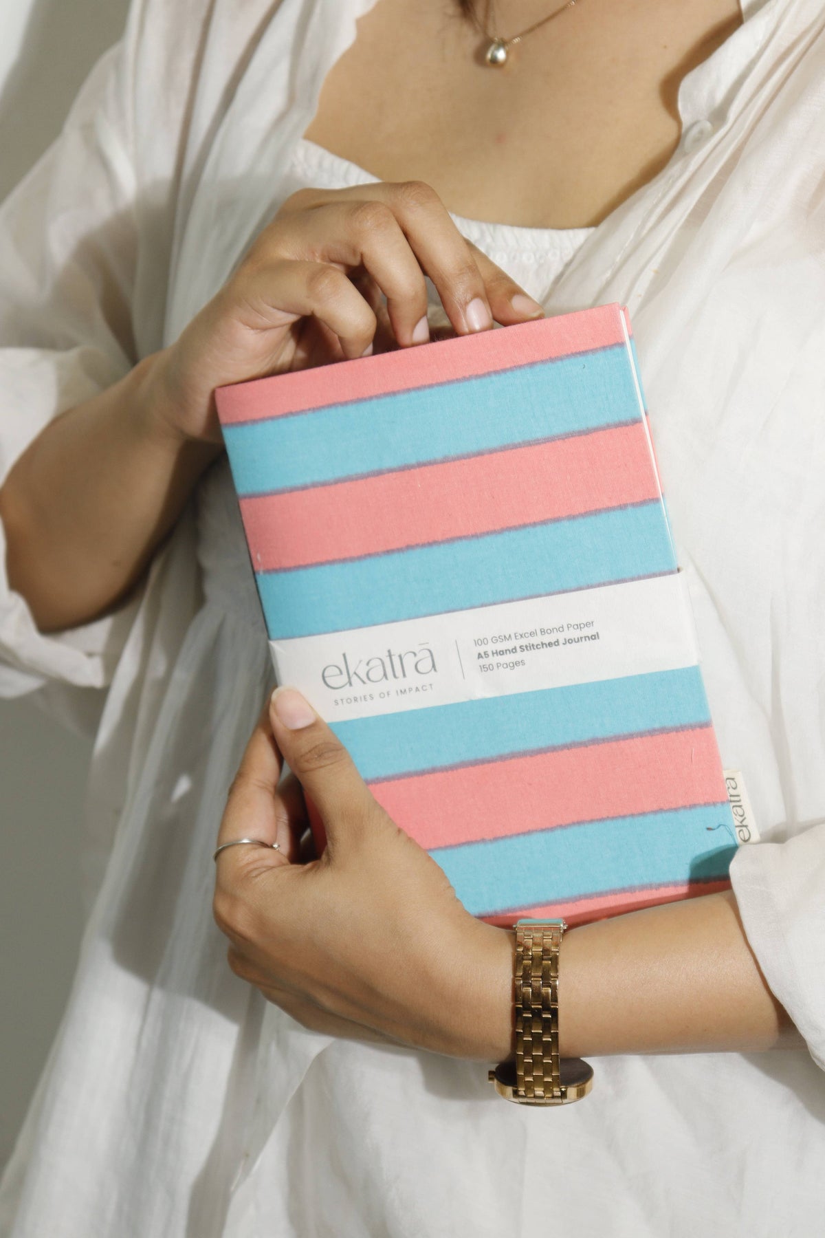 Caderno | Costurado, sem pautas, A5, capas estampadas, ecológico: Floral rosa
