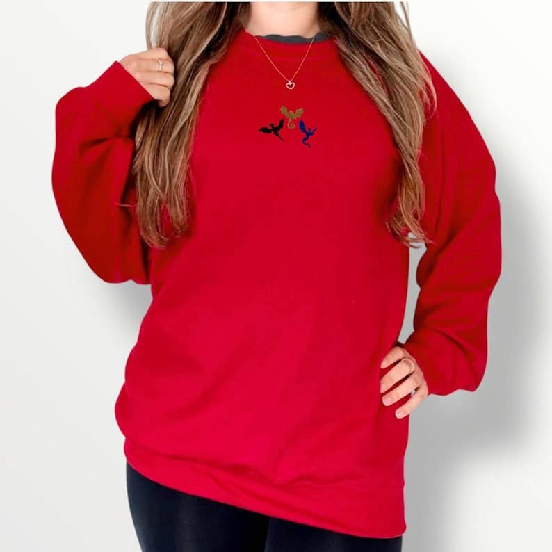 Sweatshirt com dragões de fantasia bordados, presente literário para ela: Chocolate negro / M / Sweatshirt