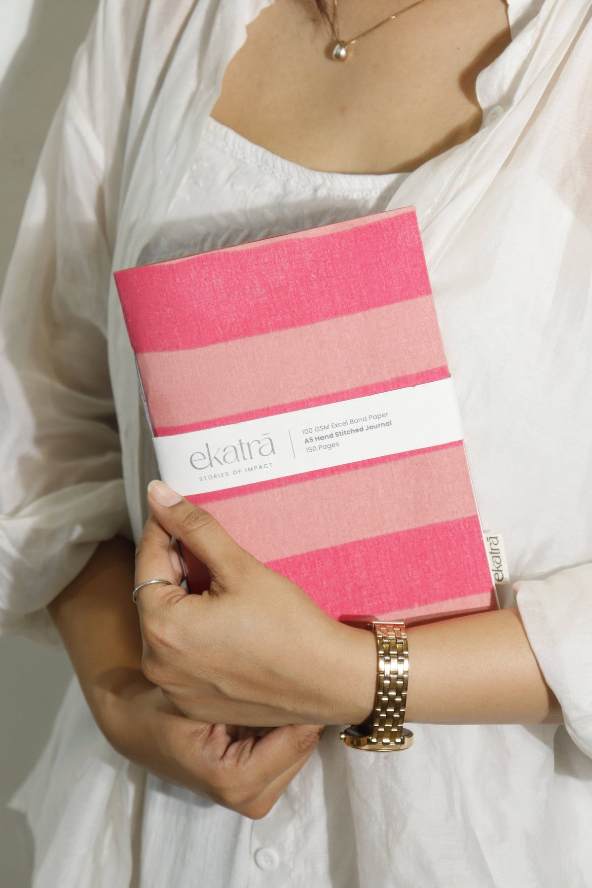 Caderno | Costurado, sem pautas, A5, capas estampadas, ecológico: Floral rosa