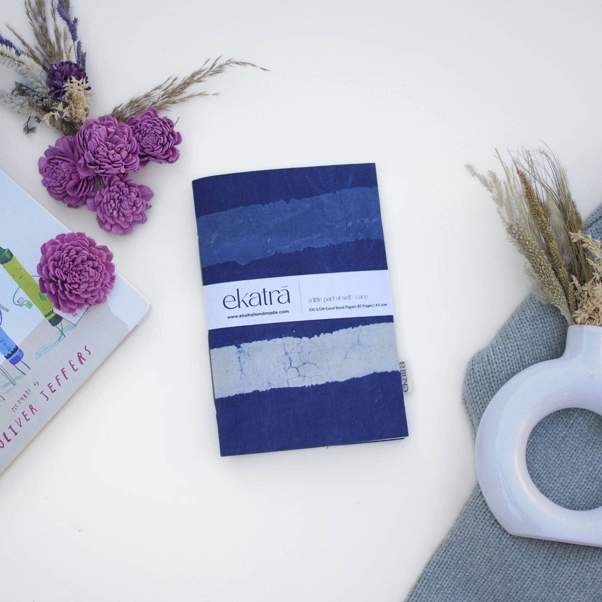 Caderno | Costurado, sem pautas, A5, capas estampadas, ecológico: Floral rosa