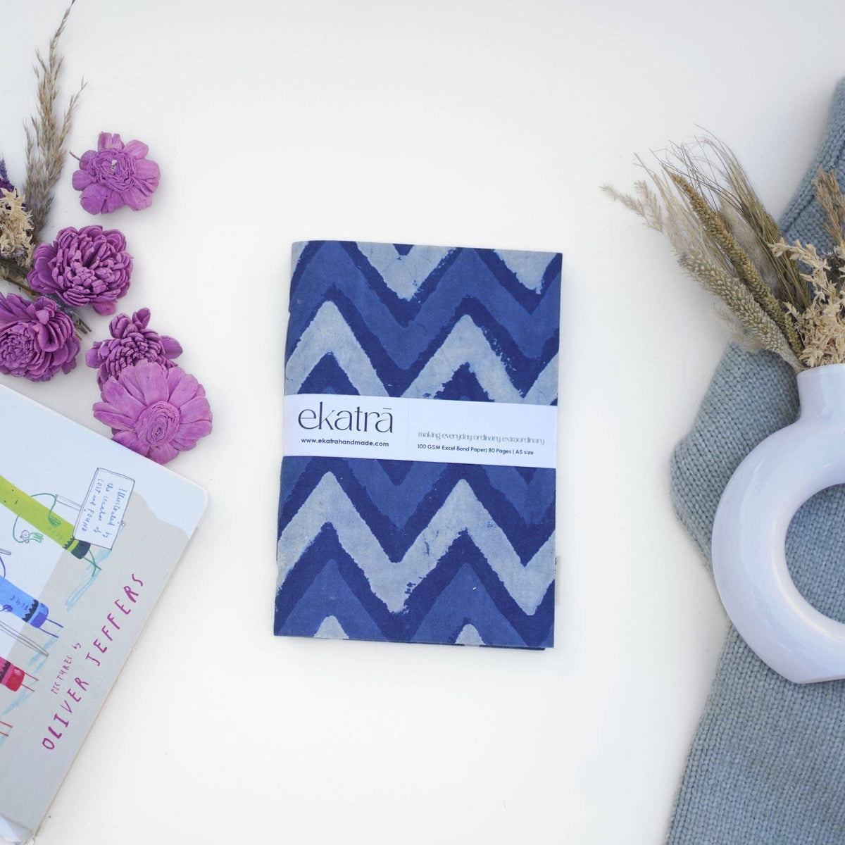 Caderno | Costurado, sem pautas, A5, capas estampadas, ecológico: Floral rosa