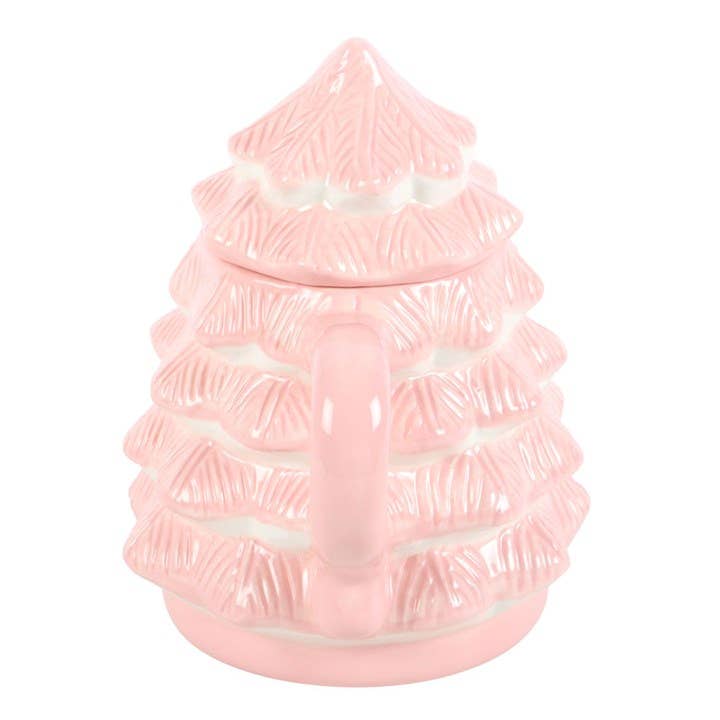 Caneca em forma de árvore de Natal rosa